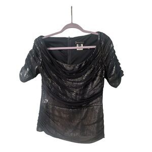 Tadashi Shoji shimmery blank layered top sz 10
